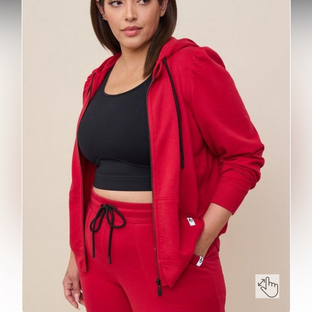 Everyday Fleece Puff Sleeve Relaxed Active Zip Hoodie